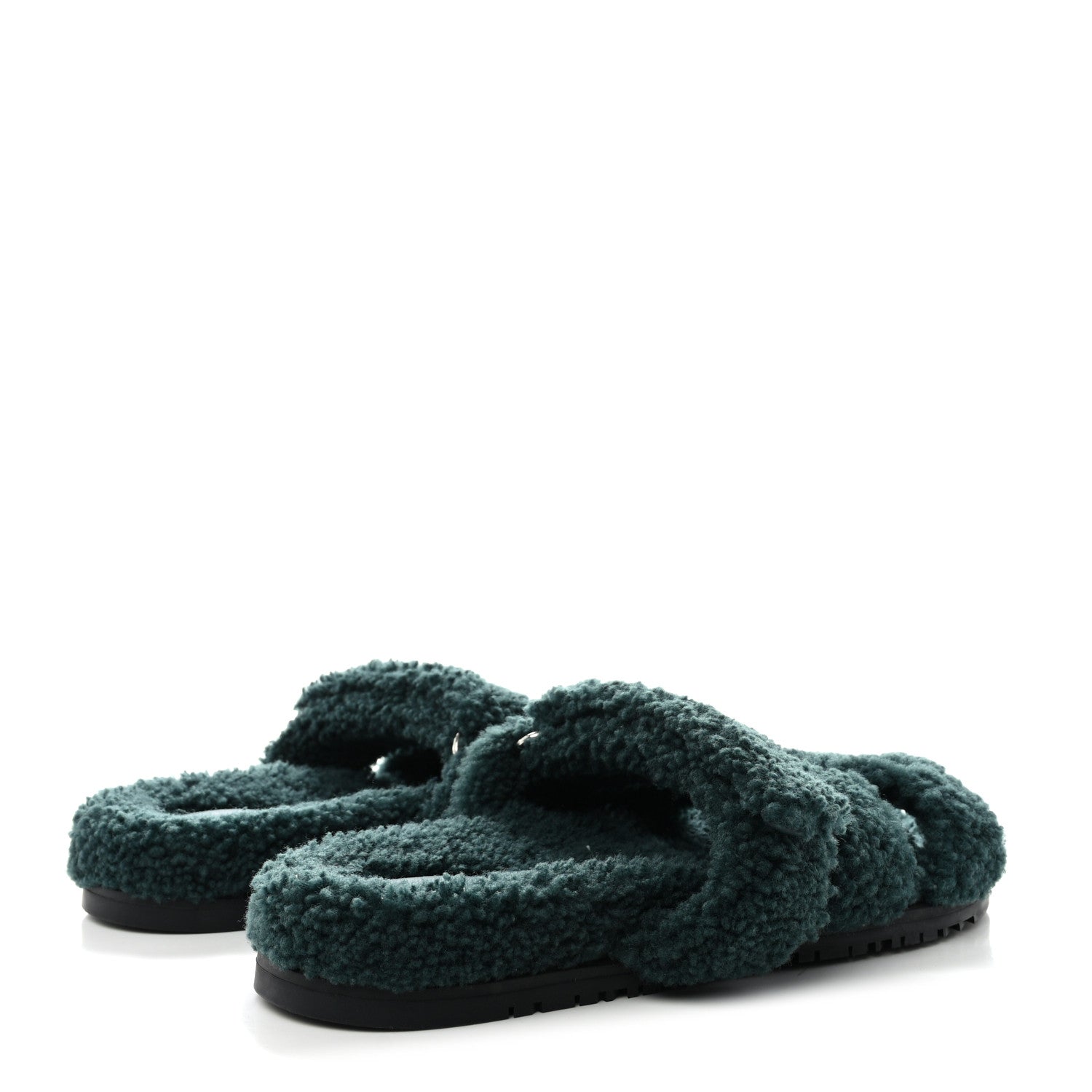 Hermes Woolskin Womens Chypre Sandals 40 Vert Anglais 4 of 8