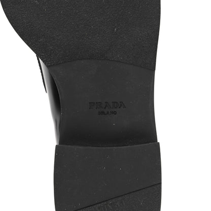 Prada Spazzolato Metal Triangle Logo 50mm Loafers 39 Black 6 of 12