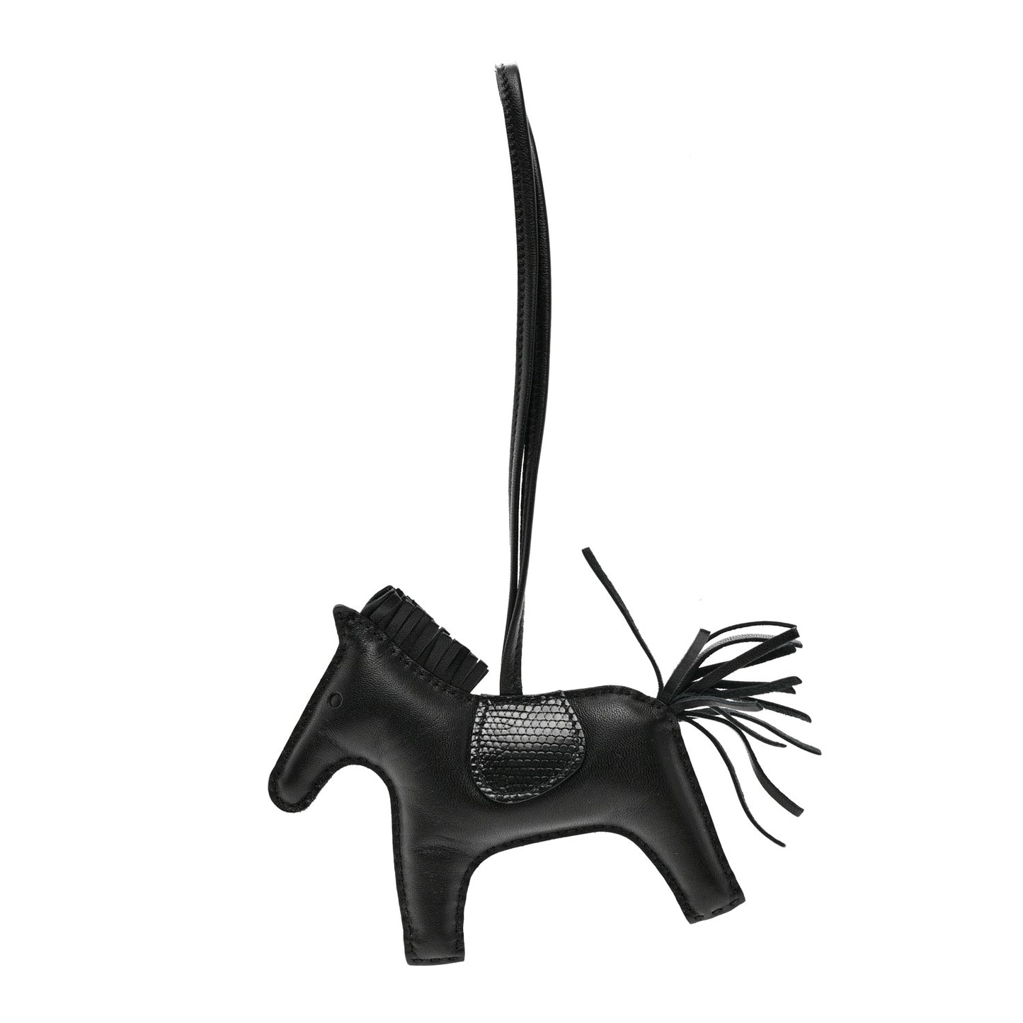 Milo Lambskin Lizard Touch Grigri Rodeo Horse Bag Charm MM So Black