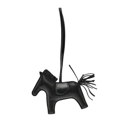 Hermes Milo Lambskin Lizard Touch Grigri Rodeo Horse Bag Charm MM So Black 1 of 4