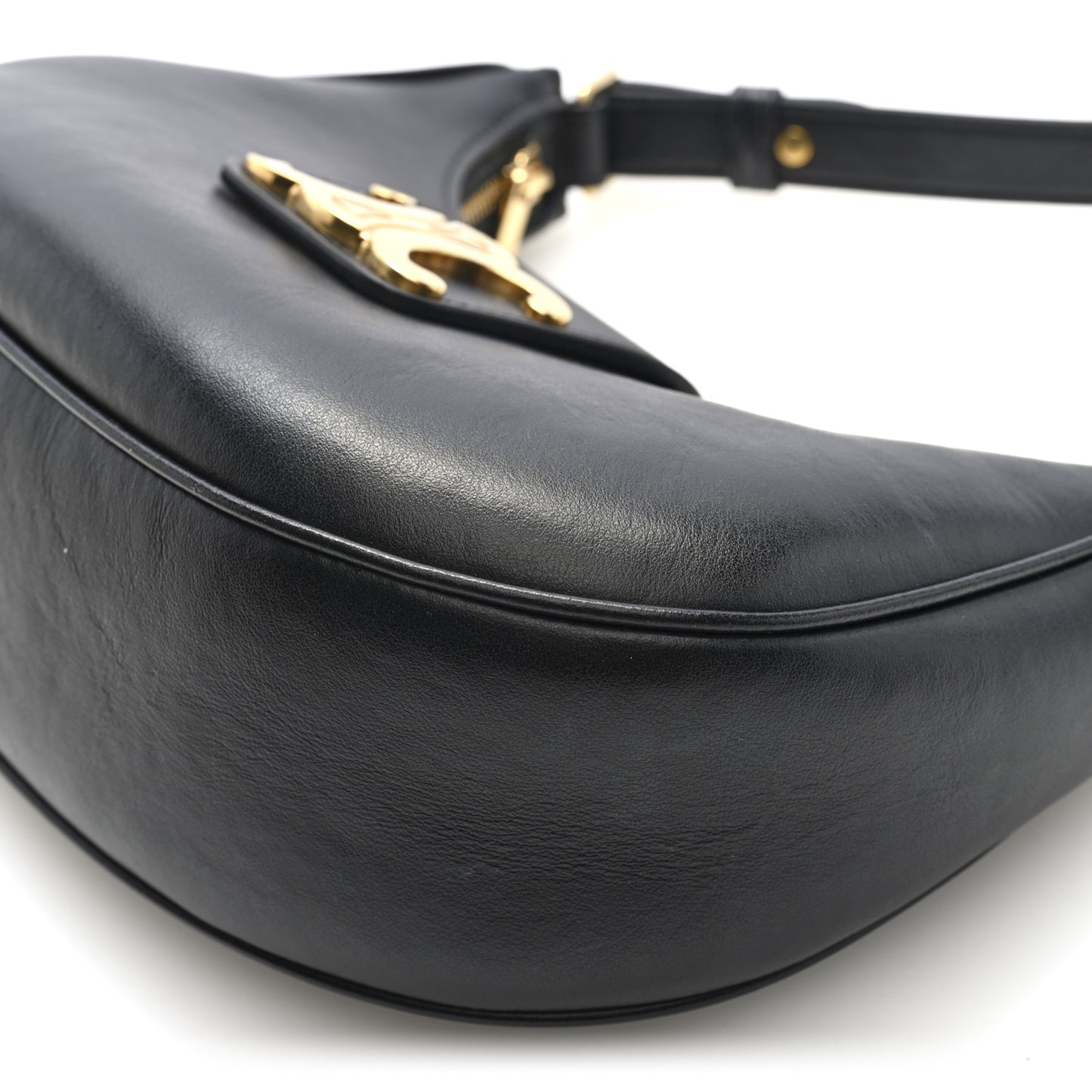 Smooth Calfskin Medium Strap Ava Triomphe Shoulder Bag Black