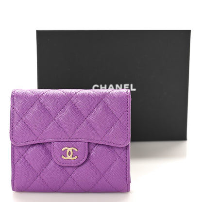 Chanel Caviar Quilted Compact Flap Wallet Purple 10 of 10