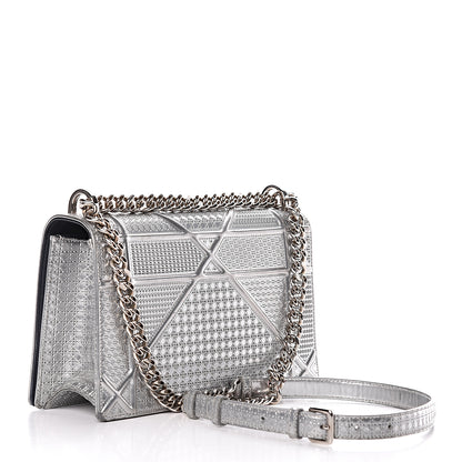 Christian Dior Metallic Patent Micro-Cannage Medium Diorama Flap Bag Silver 3 of 15