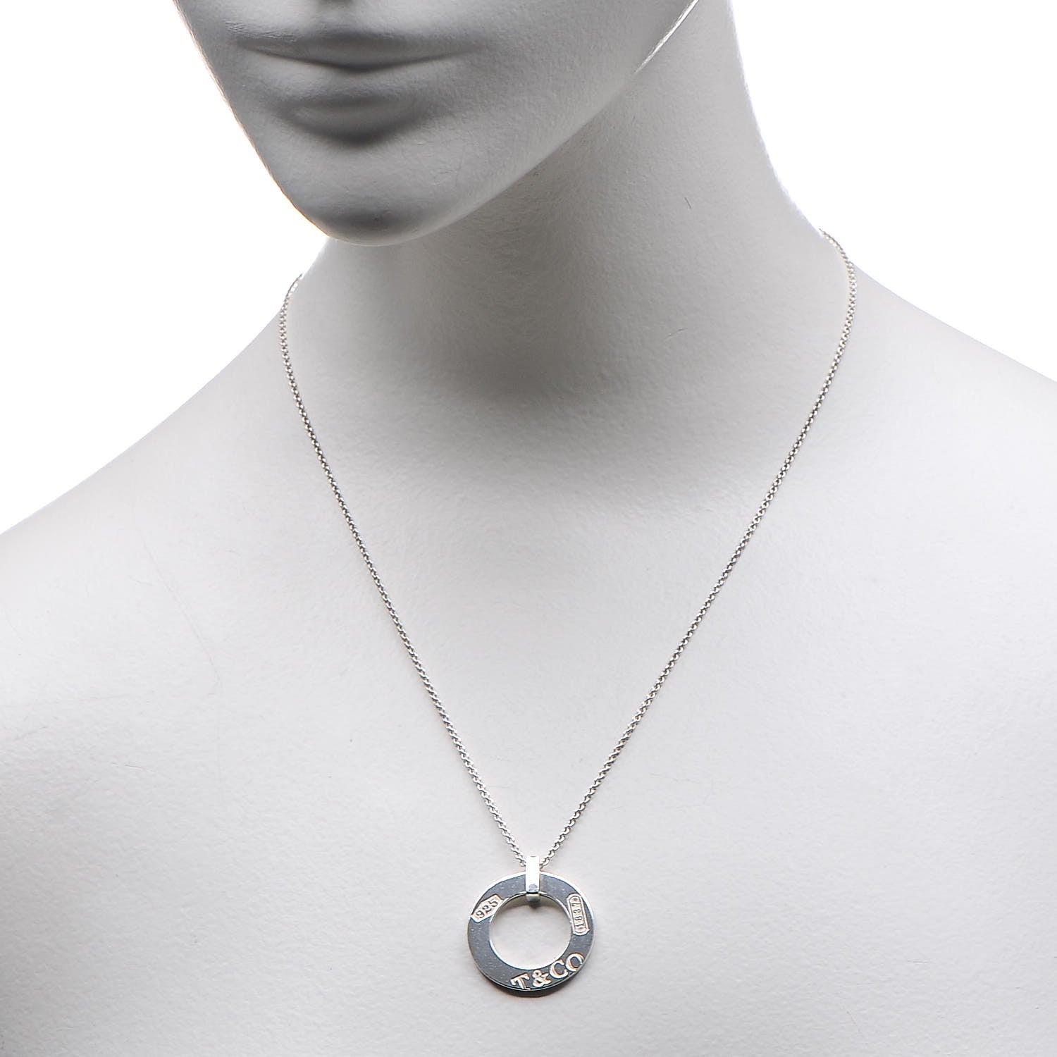 Tiffany Sterling Silver 1837 Open Circle Pendant Necklace 2 of 8
