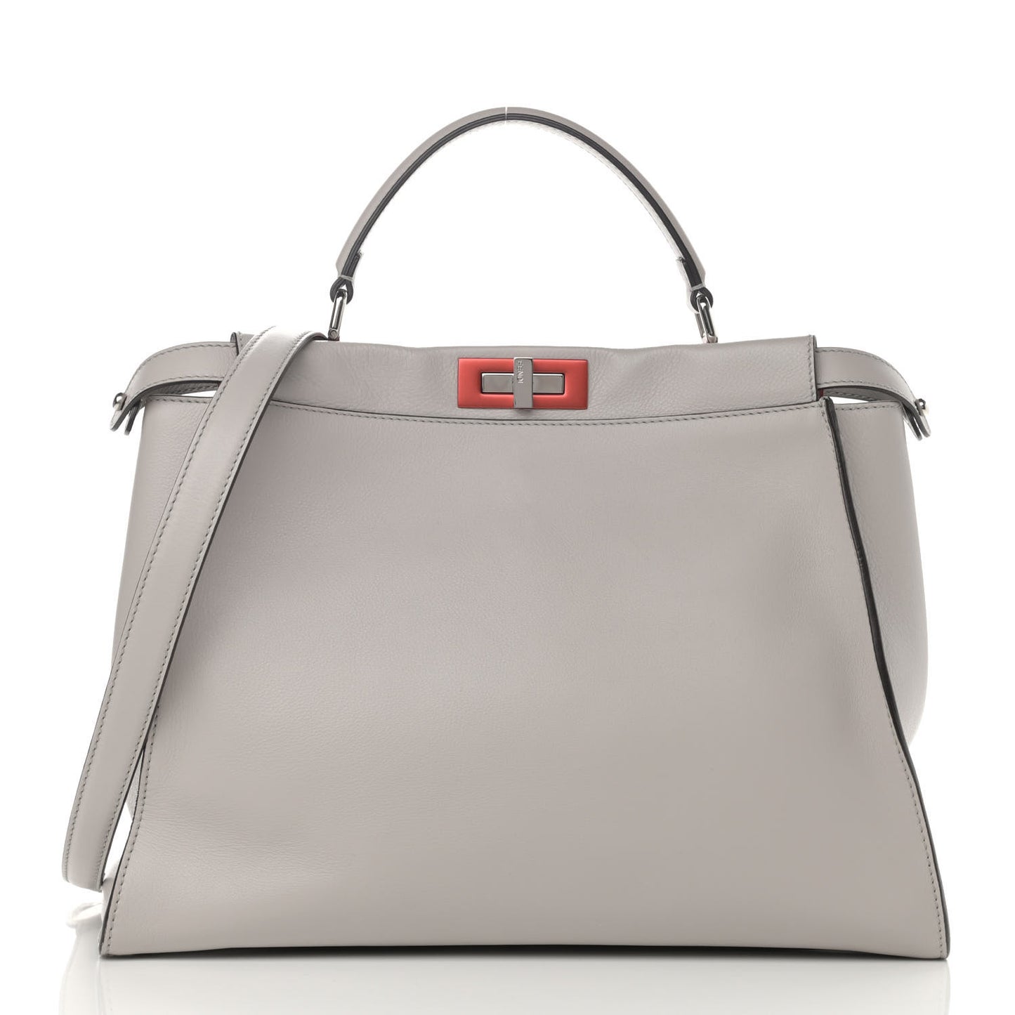 Vitello Dolce Shiny Nappa Large Peekaboo Iconic Satchel Grey