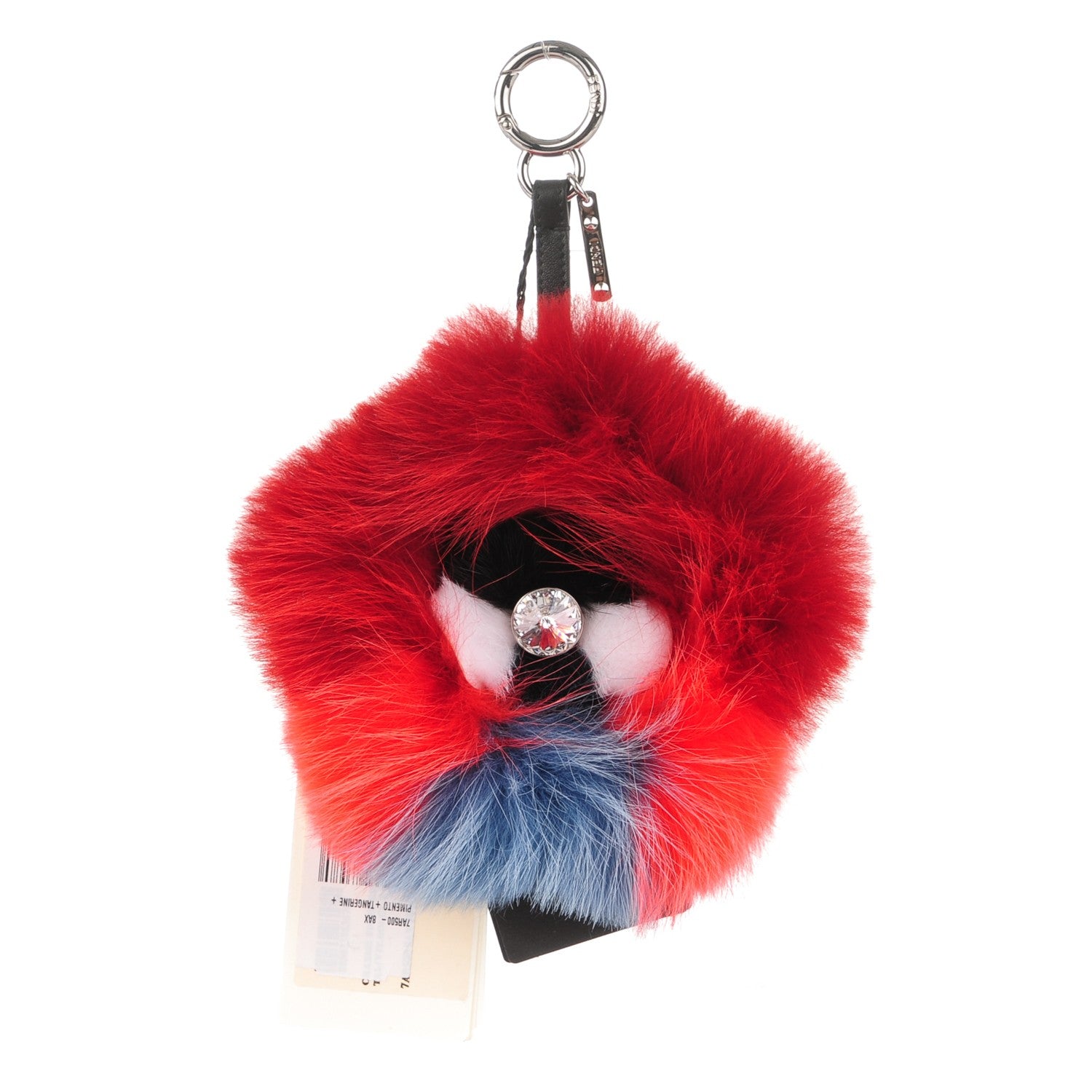 Fendi Fox Mink Fur Flowerland Bag Charm Pimento Tangerine 1 of 4