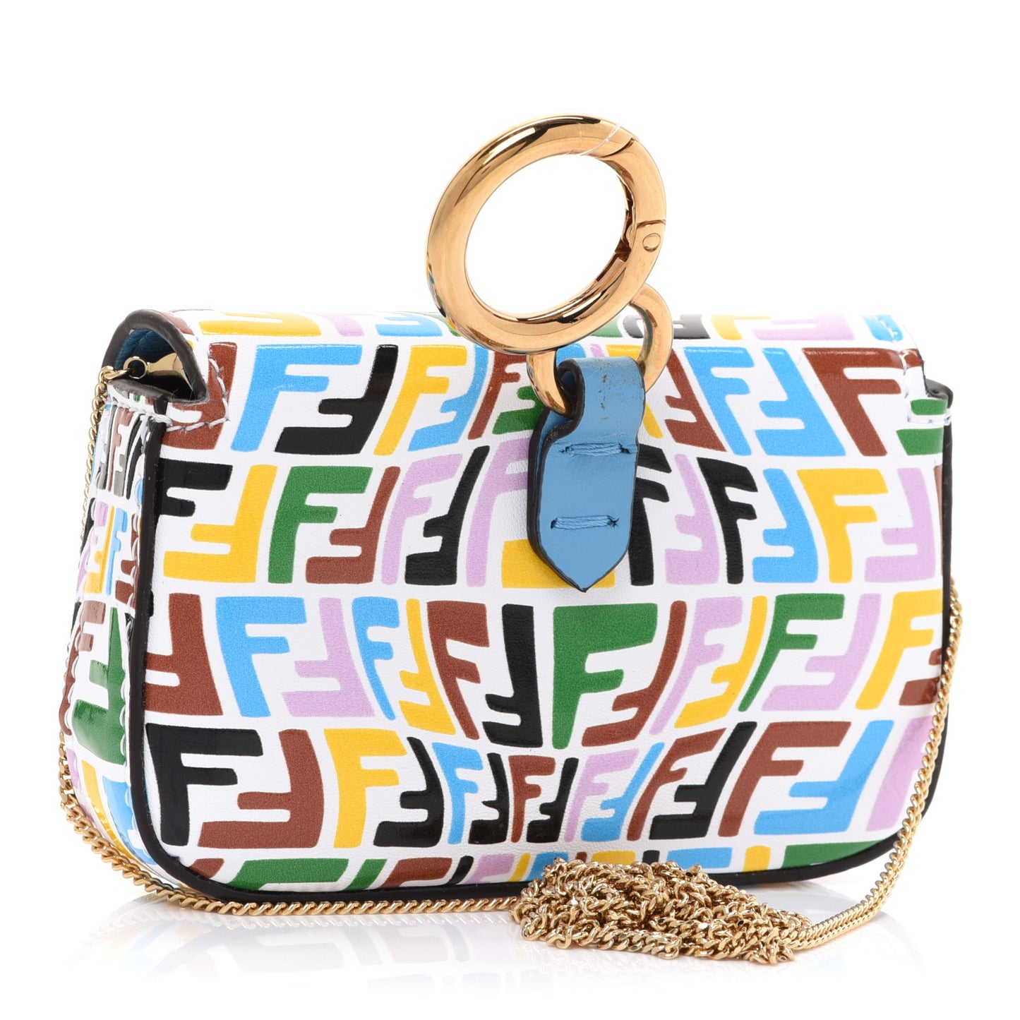 X SARAH COLEMAN Vitello Liberty Ceylon Micro FF Fish Eye Embossed Nano Baguette Charm Multicolor Cyber Blue