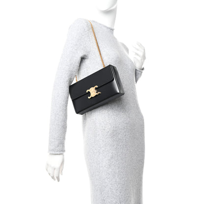 Celine Shiny Calfskin Triomphe Chain Box Bag Black 2 of 9
