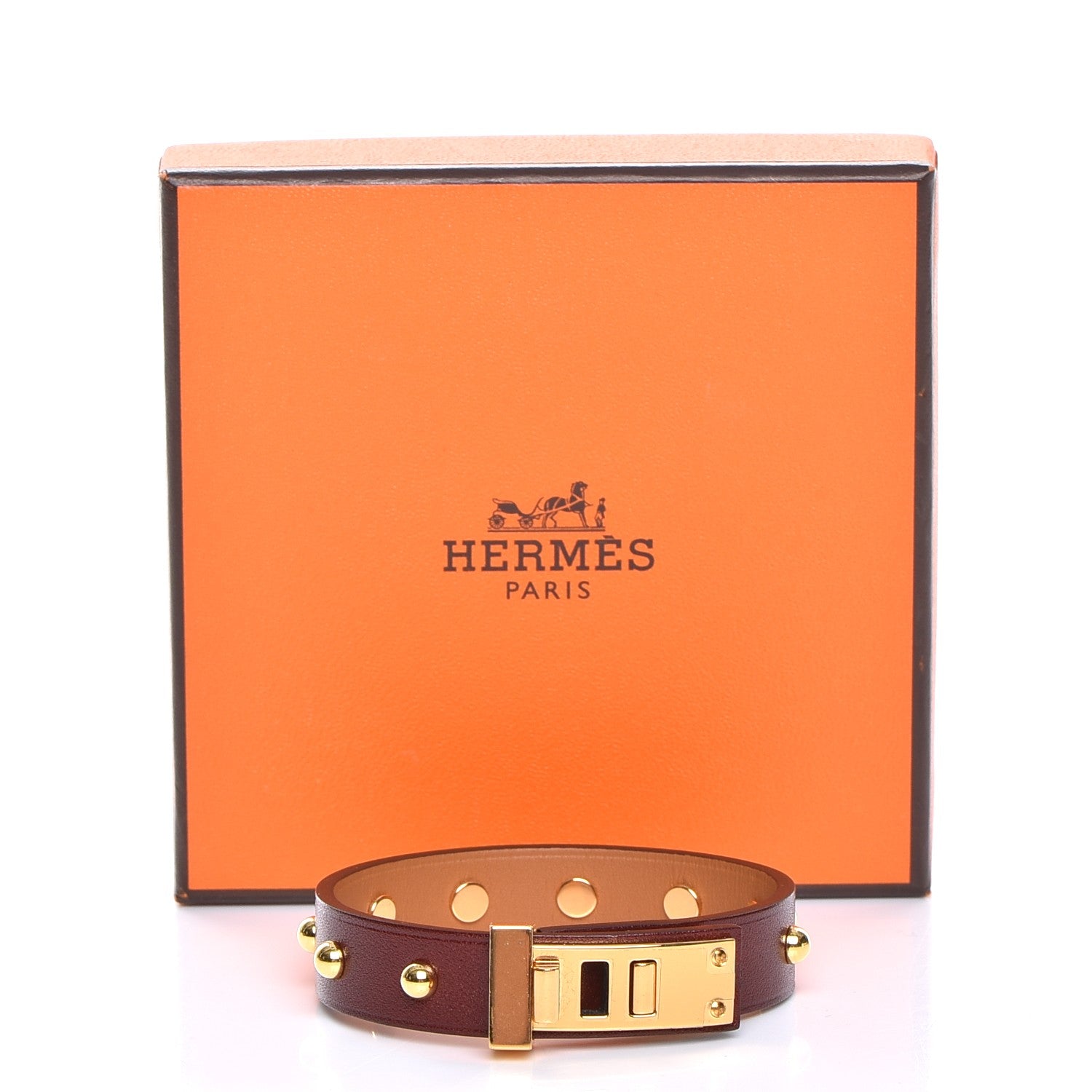 Hermes Box Mini Dog Clous Ronds Bracelet T2 Rouge H 8 of 8