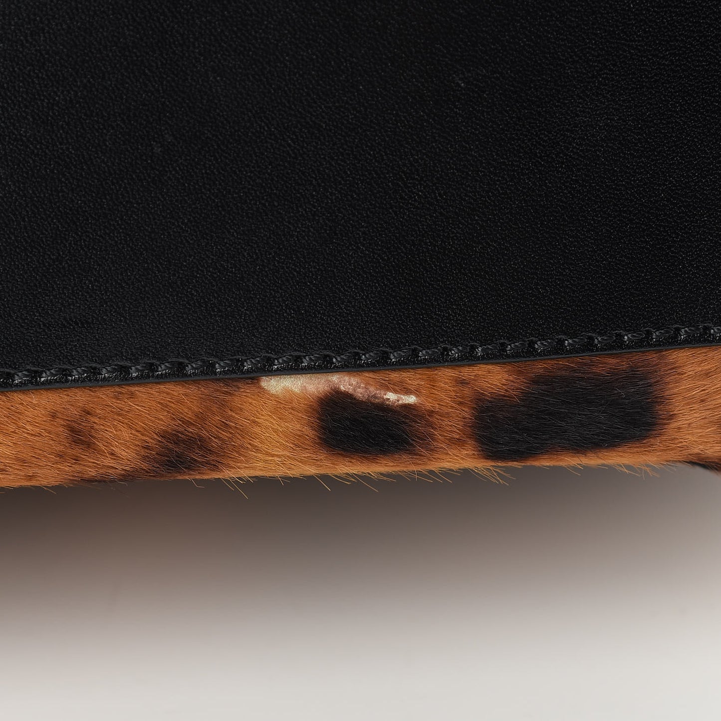 Calf Hair Leopard Print Medium Roll Tote Brown
