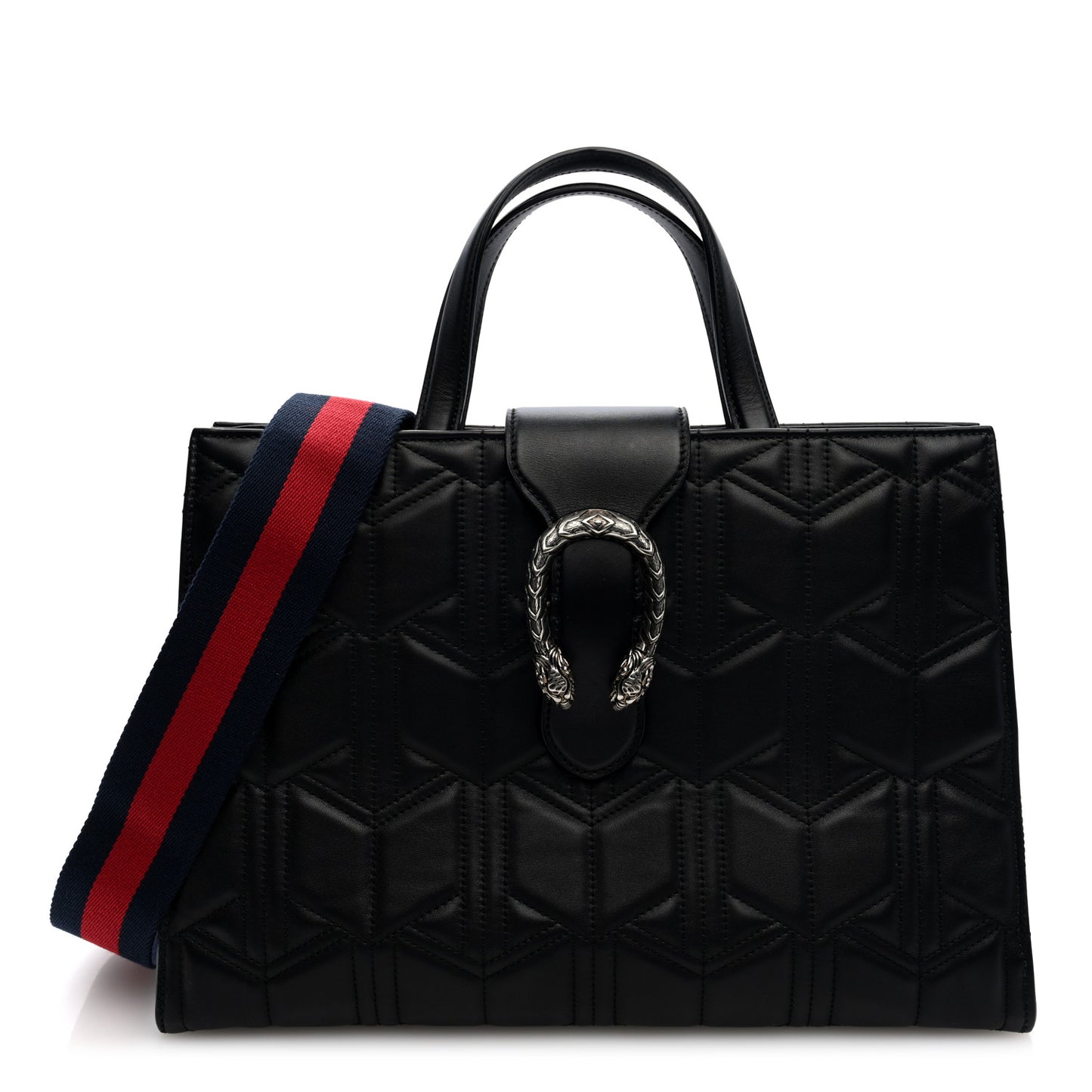 Calfskin Web Quilted Large Dionysus Tote Bag Black
