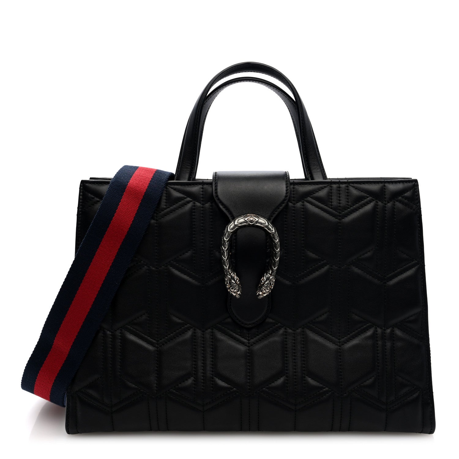 Gucci Calfskin Web Quilted Large Dionysus Tote Bag Black 1 of 8