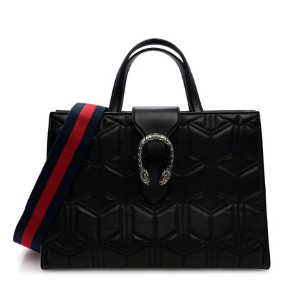 Gucci Calfskin Web Quilted Large Dionysus Tote Bag Black 1 of 8