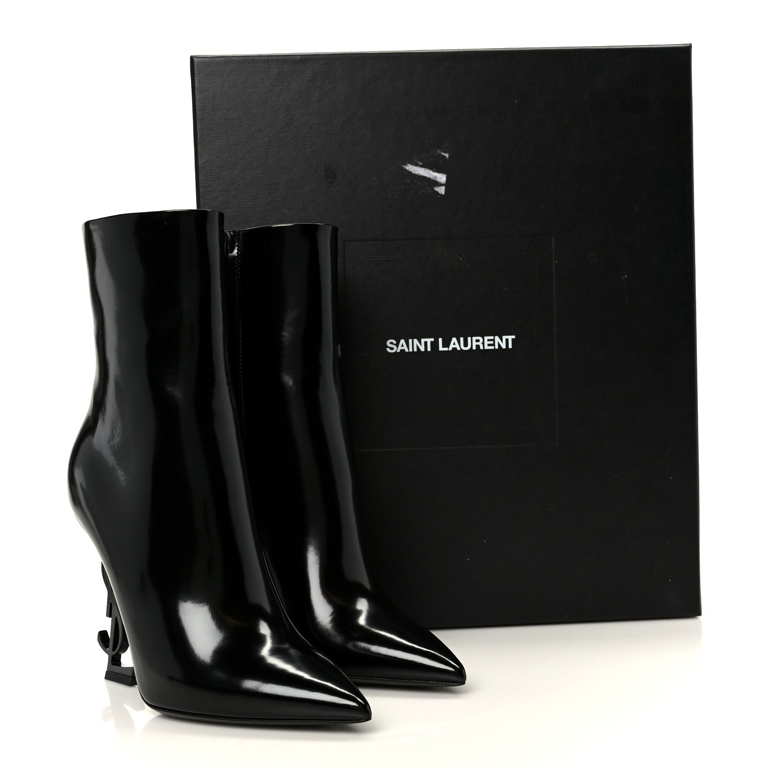Saint Laurent Glazed Calfskin Opyum 110 Ankle Boots 36 Black 9 of 9