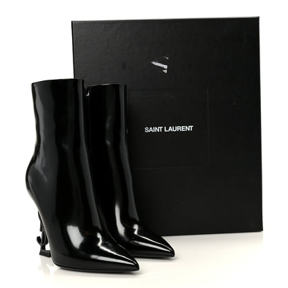 Saint Laurent Glazed Calfskin Opyum 110 Ankle Boots 36 Black 9 of 9