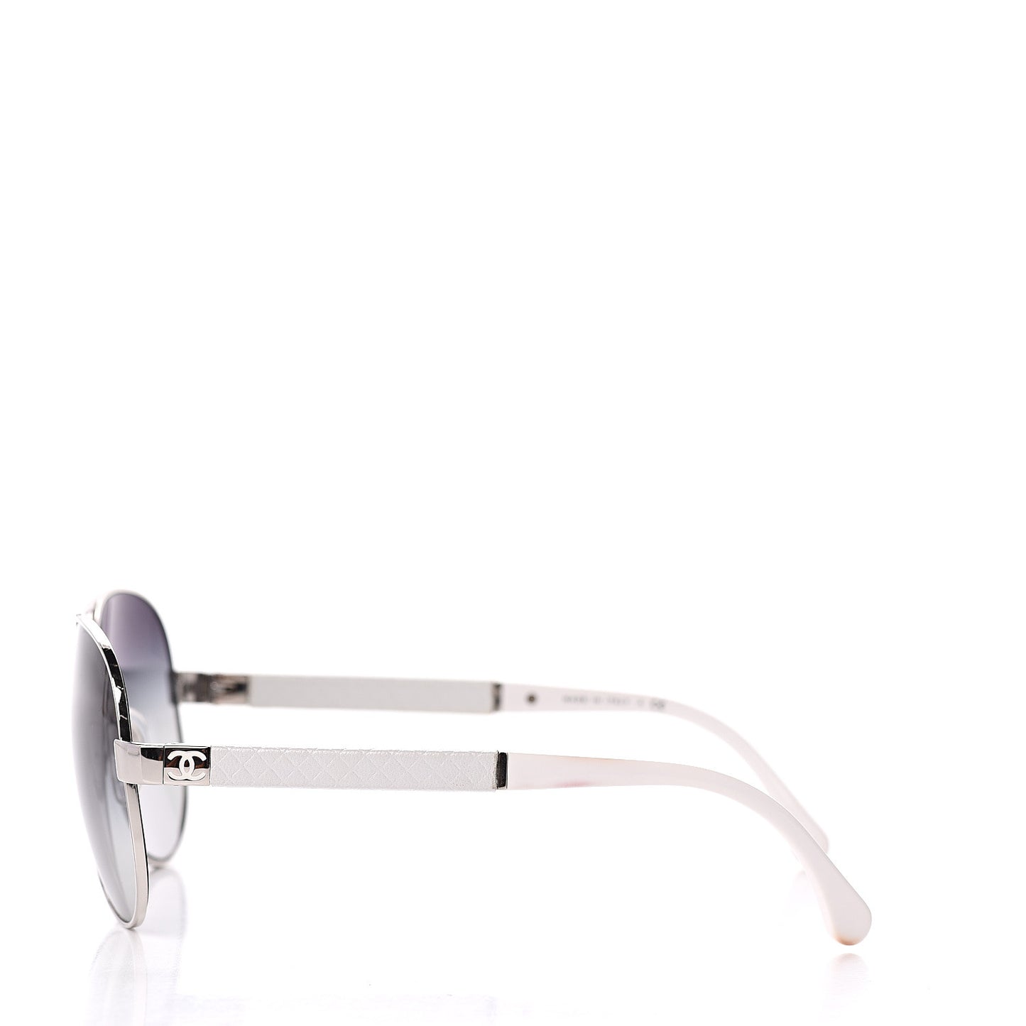 Lambskin Quilted CC Aviator Sunglasses 4195-Q White Silver