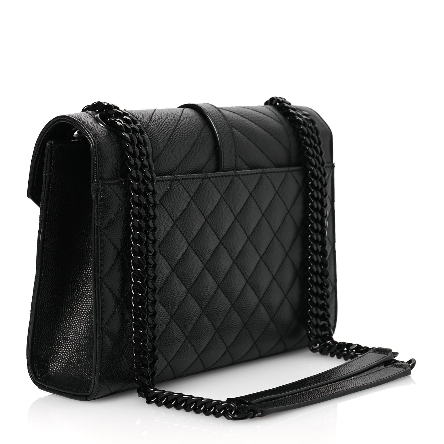 Grain De Poudre Textured Mixed Matelasse Triquilt Medium Monogram Monochrome Satchel Black