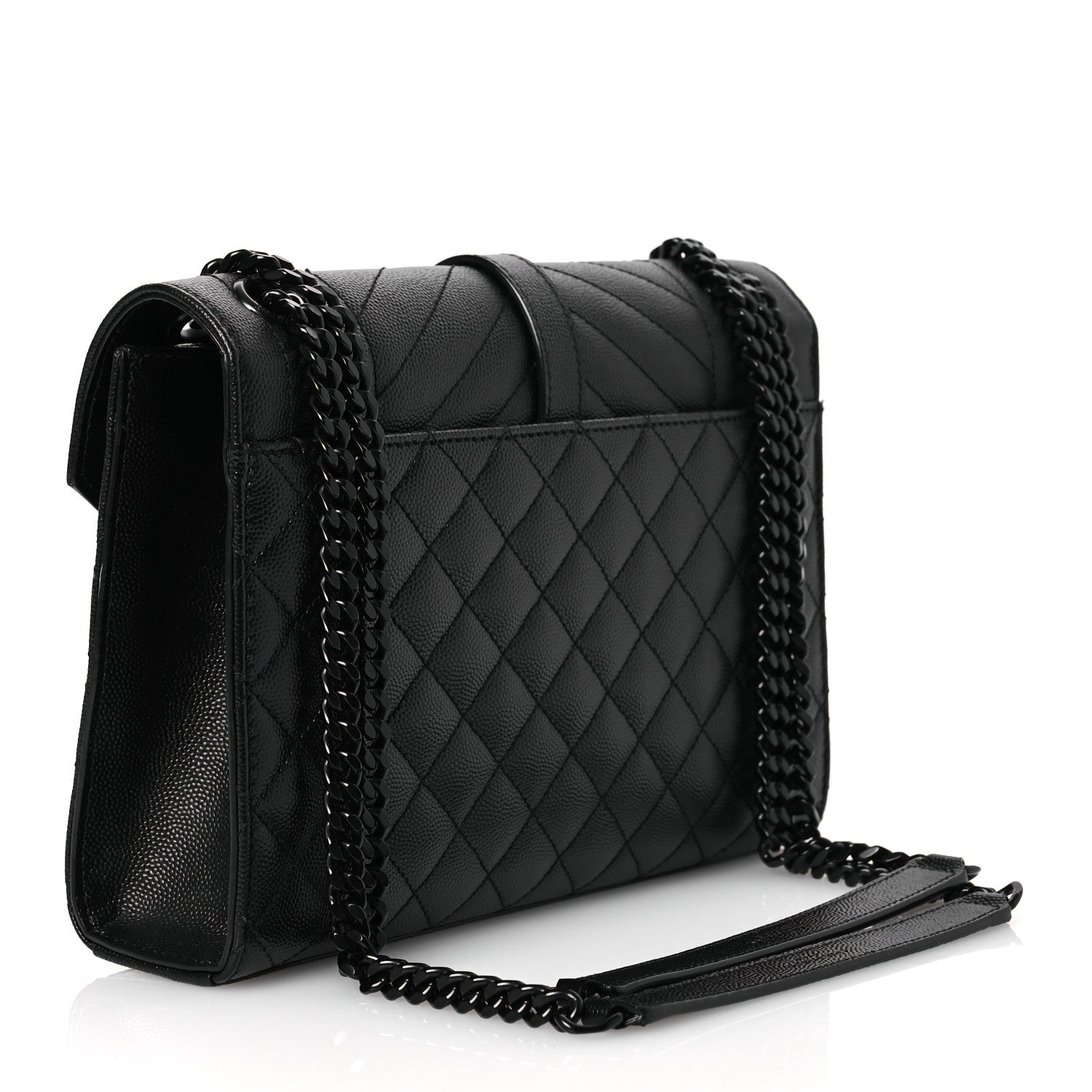 Saint Laurent Grain De Poudre Textured Mixed Matelasse Triquilt Medium Monogram Monochrome Satchel Black 3 of 10
