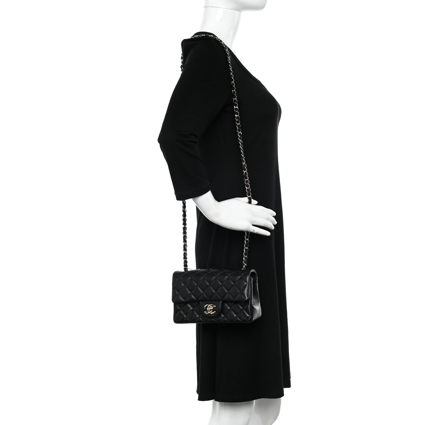 Lambskin Quilted Mini Rectangular Flap Black