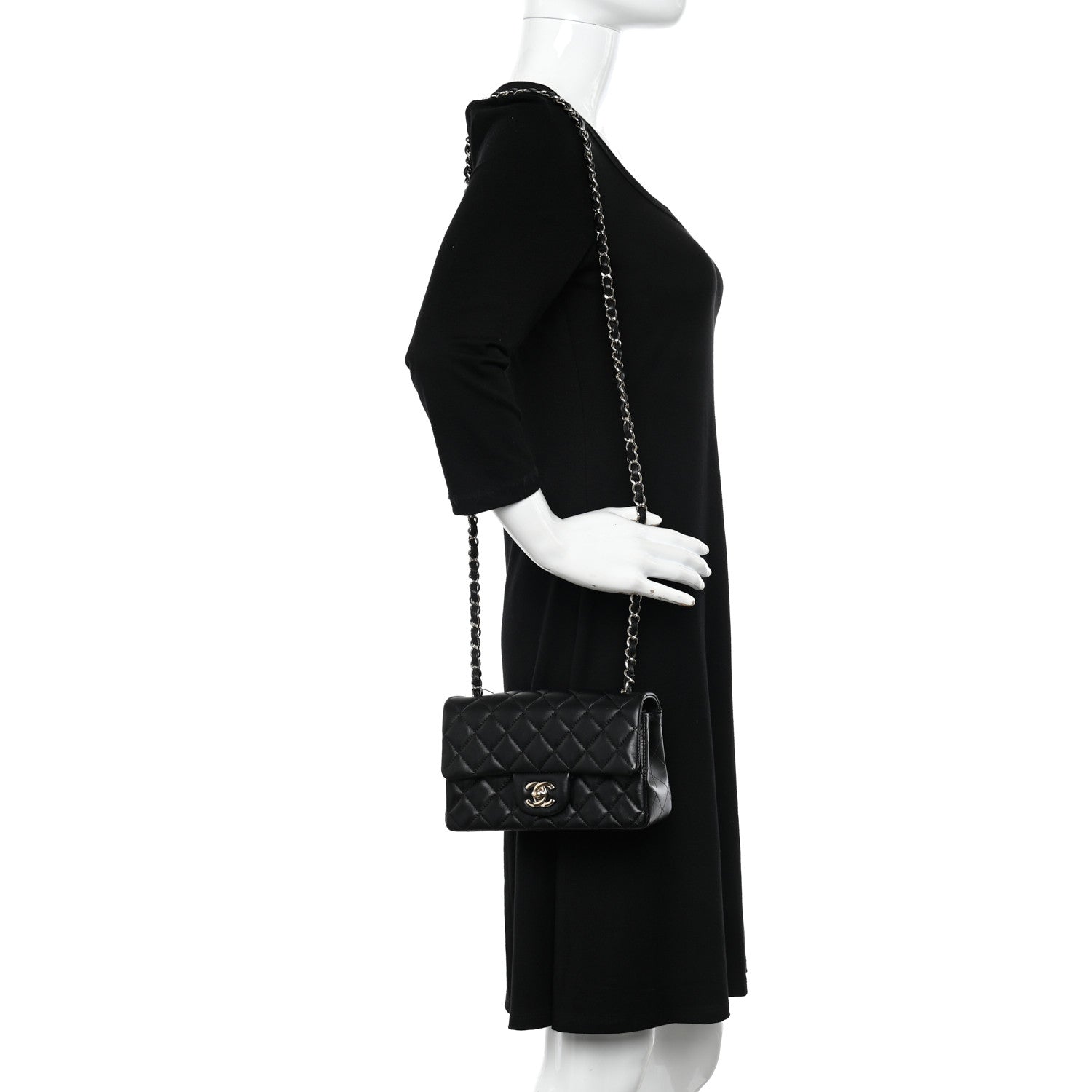 Chanel Lambskin Quilted Mini Rectangular Flap Black 2 of 11