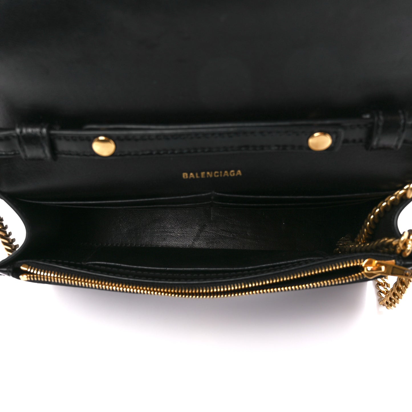 Shiny Box Calfskin Hourglass Chain Bag Black