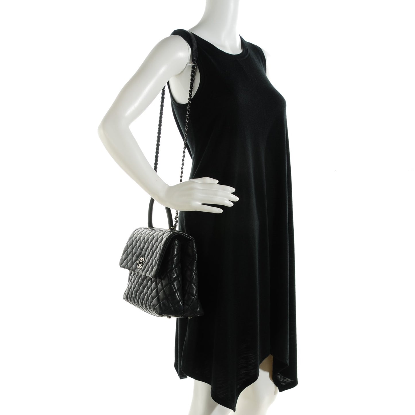 Caviar Quilted Medium Coco Handle Flap Black