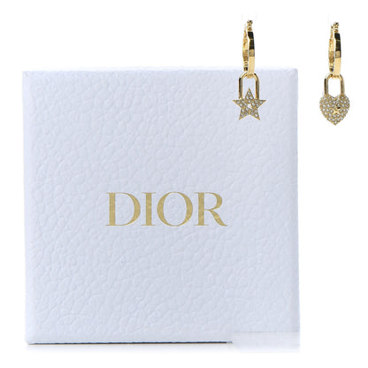 Christian Dior Crystal Lucky Locket Earrings Gold 5 of 5