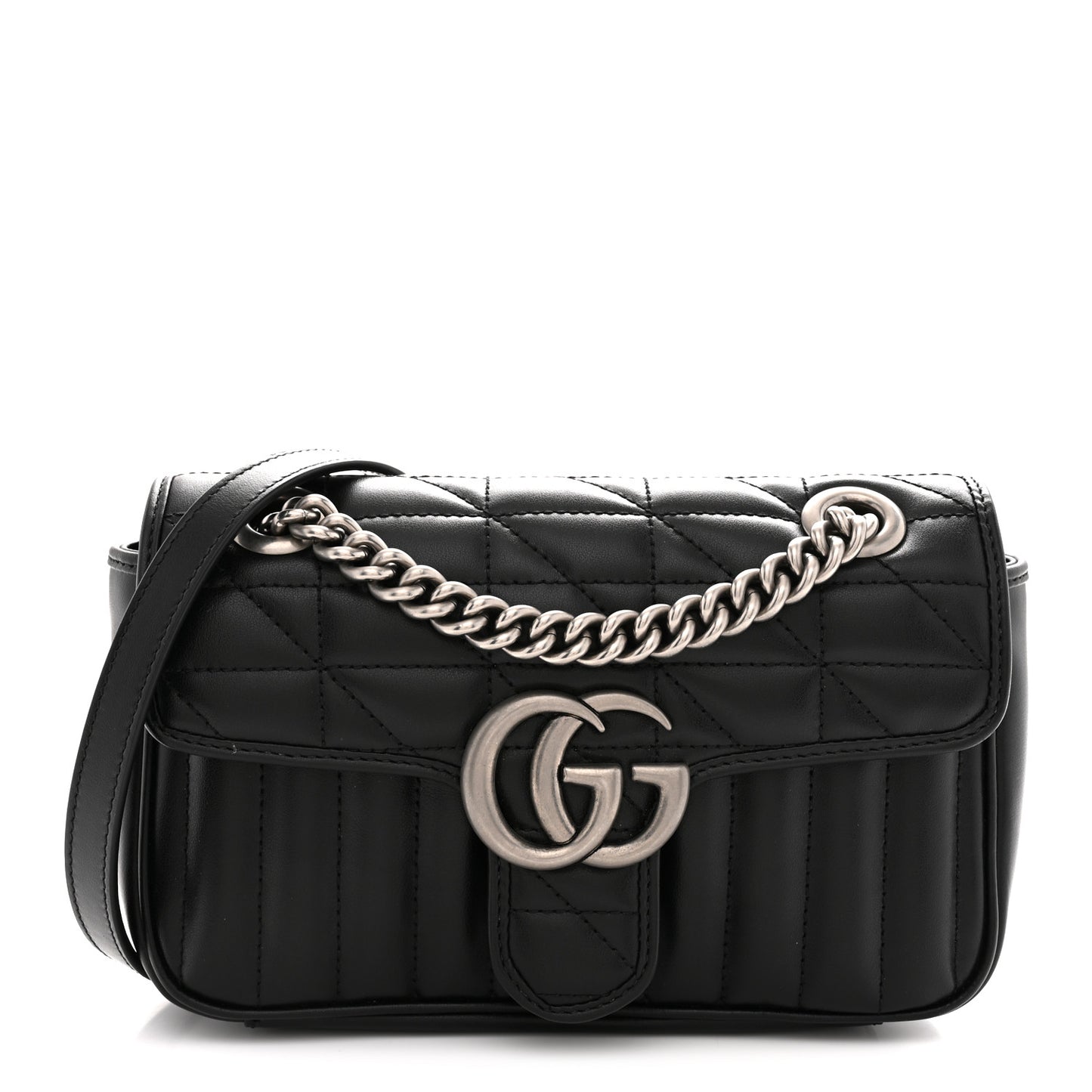 Calfskin Matelasse Aria Mini GG Marmont Shoulder Bag Black