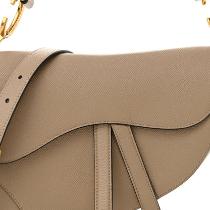 Christian Dior Grained Calfskin Saddle Bag With Strap Warm Taupe 8 of 13