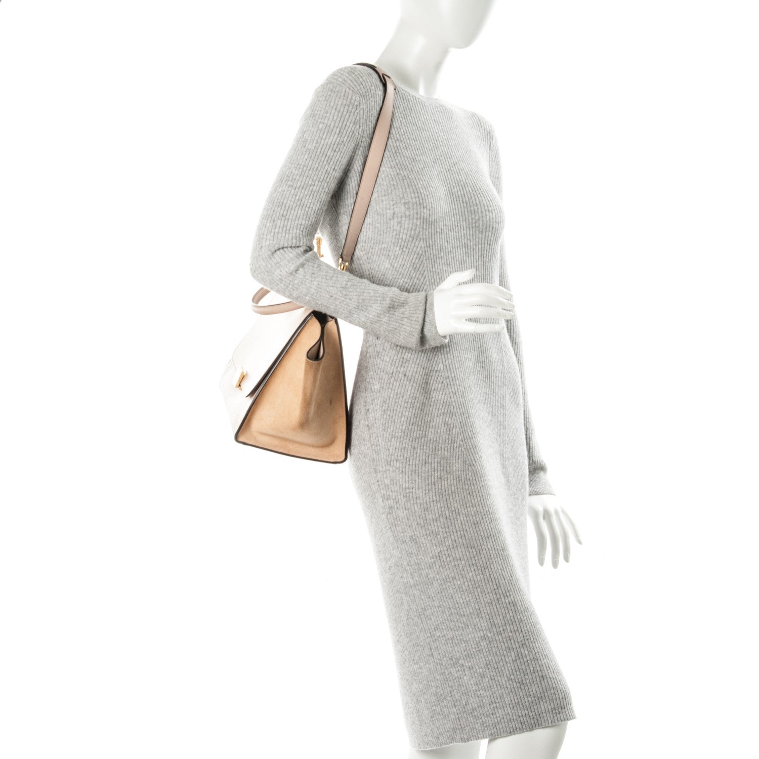 Celine Smooth Calfskin Suede Medium Trapeze Dune 2 of 12