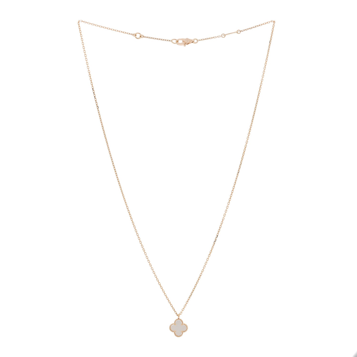 Van Cleef & Arpels 18K Yellow Gold Mother of Pearl Sweet Alhambra Pendant Necklace 3 of 6