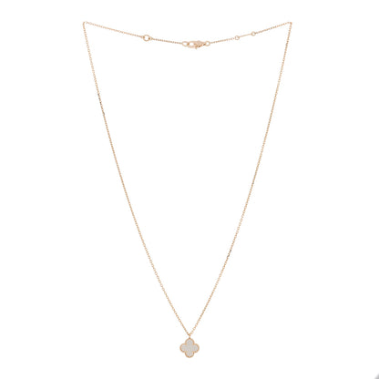 Van Cleef & Arpels 18K Yellow Gold Mother of Pearl Sweet Alhambra Pendant Necklace 3 of 6