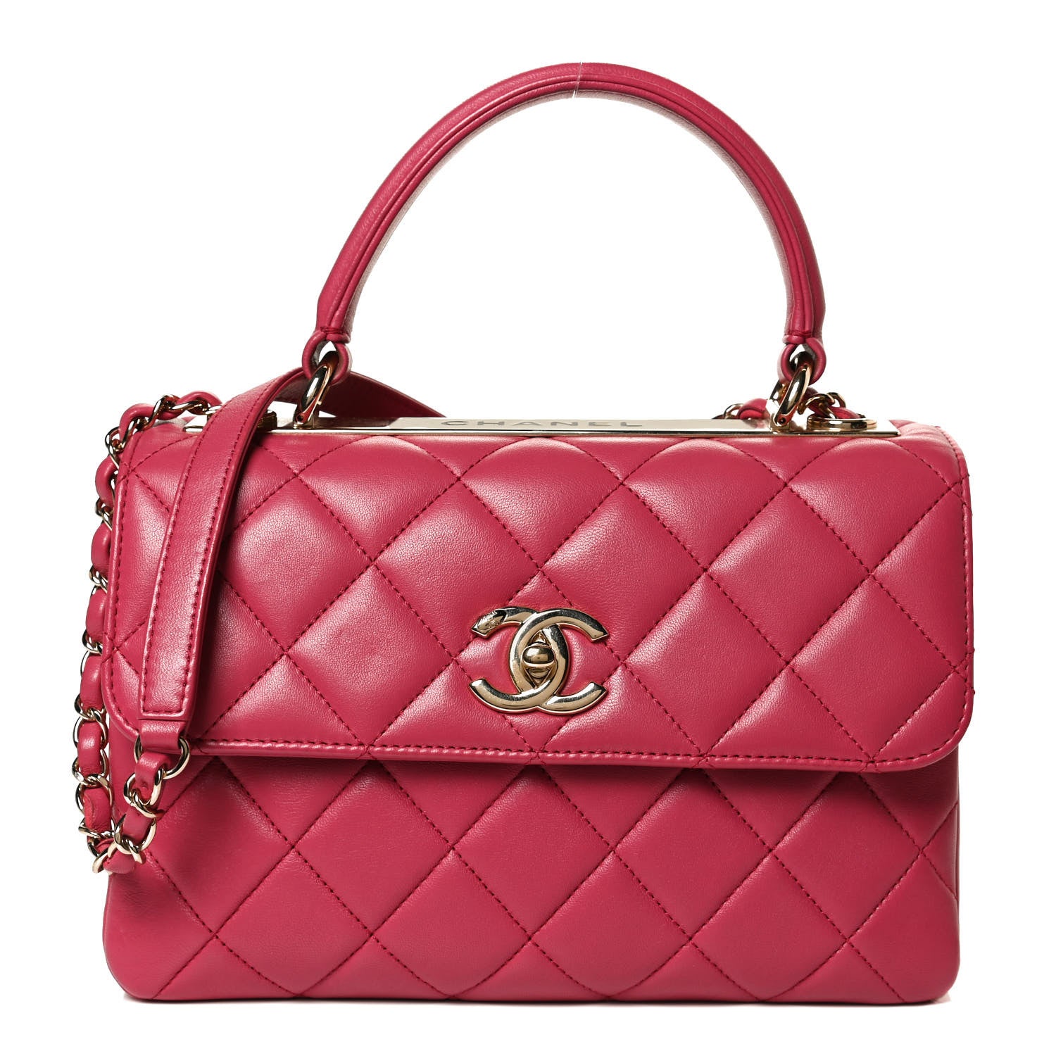 Chanel Lambskin Quilted Small Trendy CC Flap Dual Handle Bag Dark Pink 1 of 11