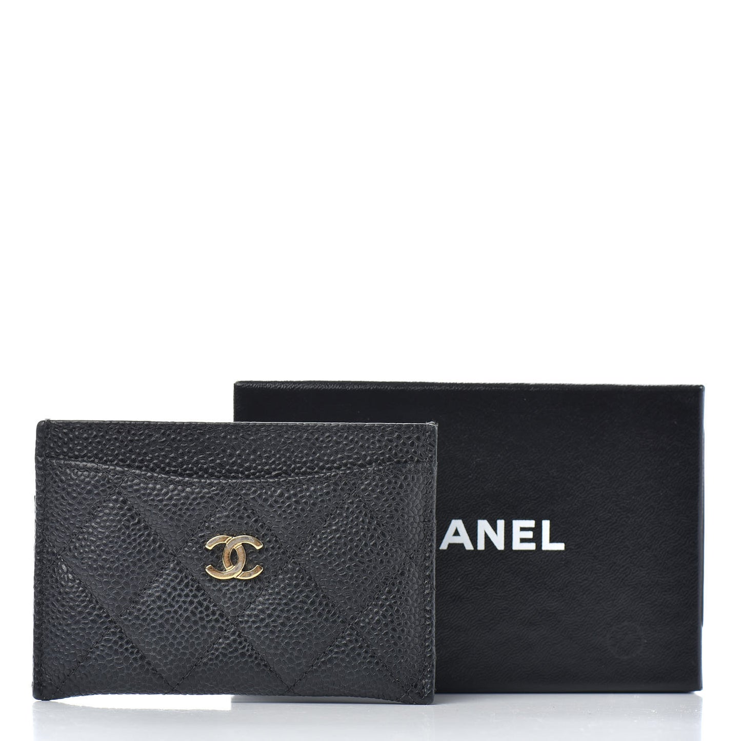 Caviar Quilted Card Holder Black