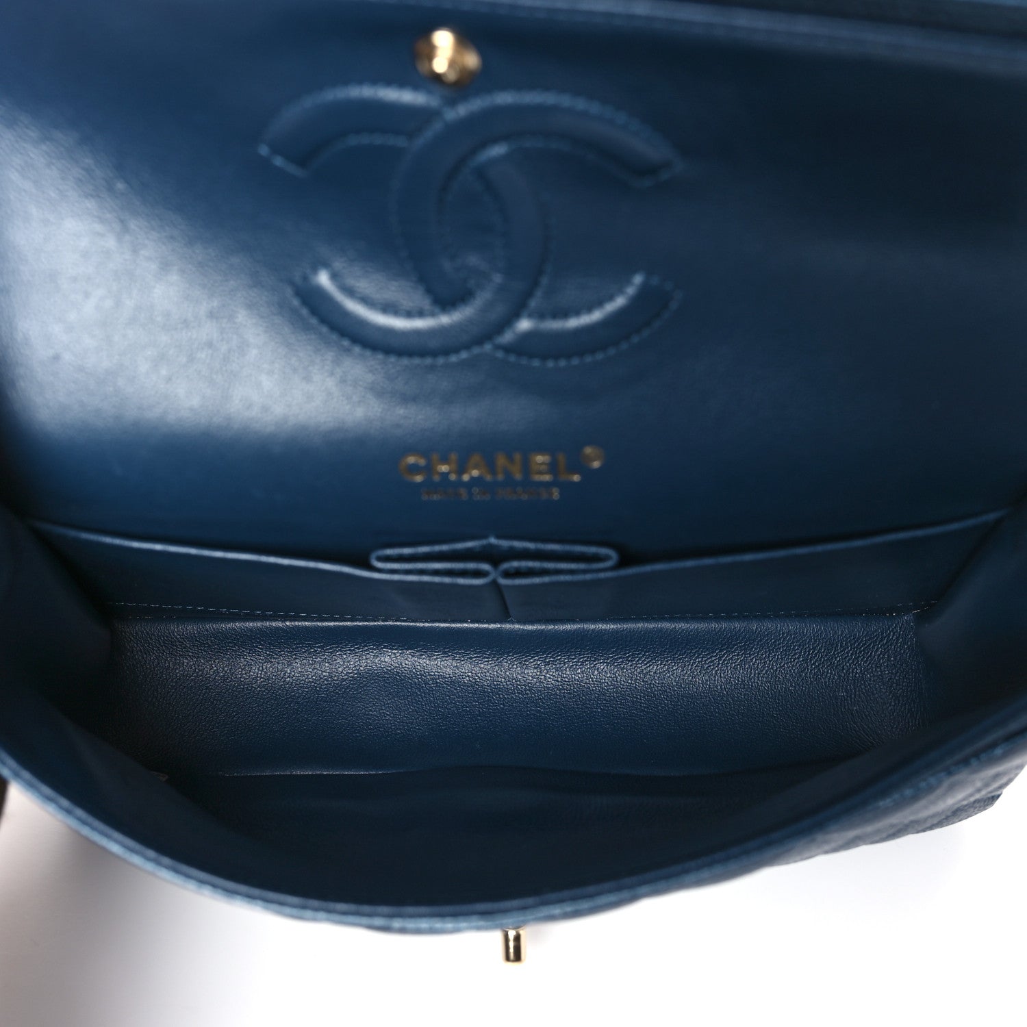 Chanel Iridescent Caviar Quilted Medium Double Flap Dark Blue 5 of 10