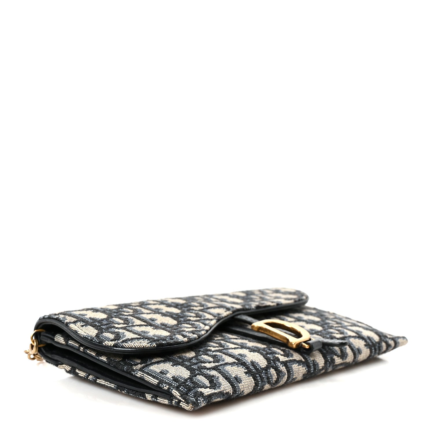 Christian Dior Oblique Saddle Chain Long Wallet Blue 4 of 12
