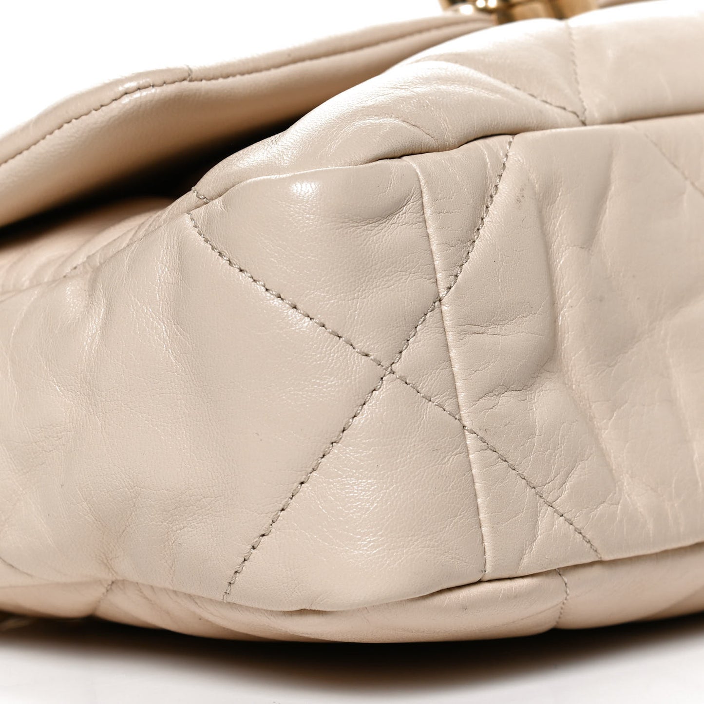 Goatskin Quilted Medium Chanel 19 Flap Beige