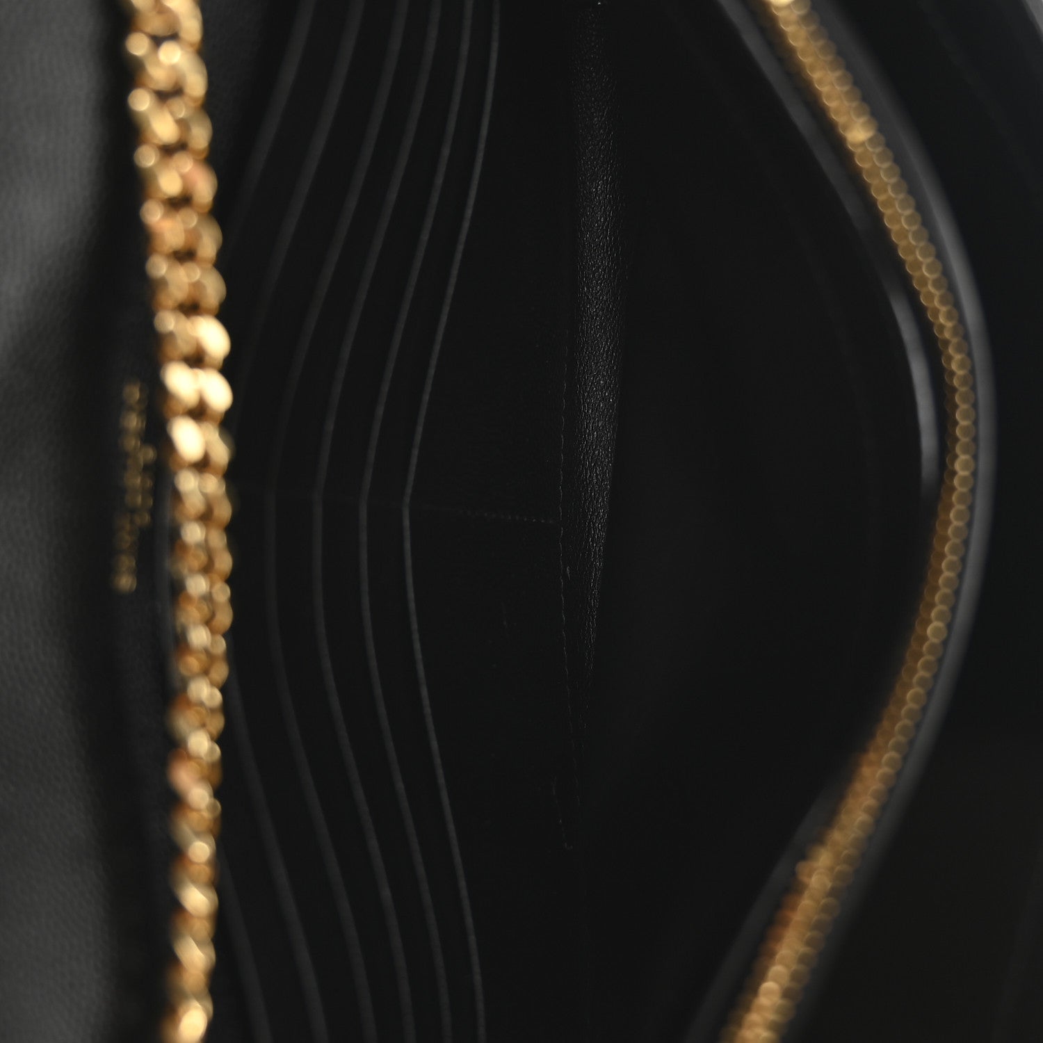Saint Laurent Grain De Poudre Mixed Matelasse Triquilt Monogram Chain Wallet Black 5 of 10