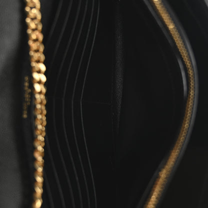 Saint Laurent Grain De Poudre Mixed Matelasse Triquilt Monogram Chain Wallet Black 5 of 10