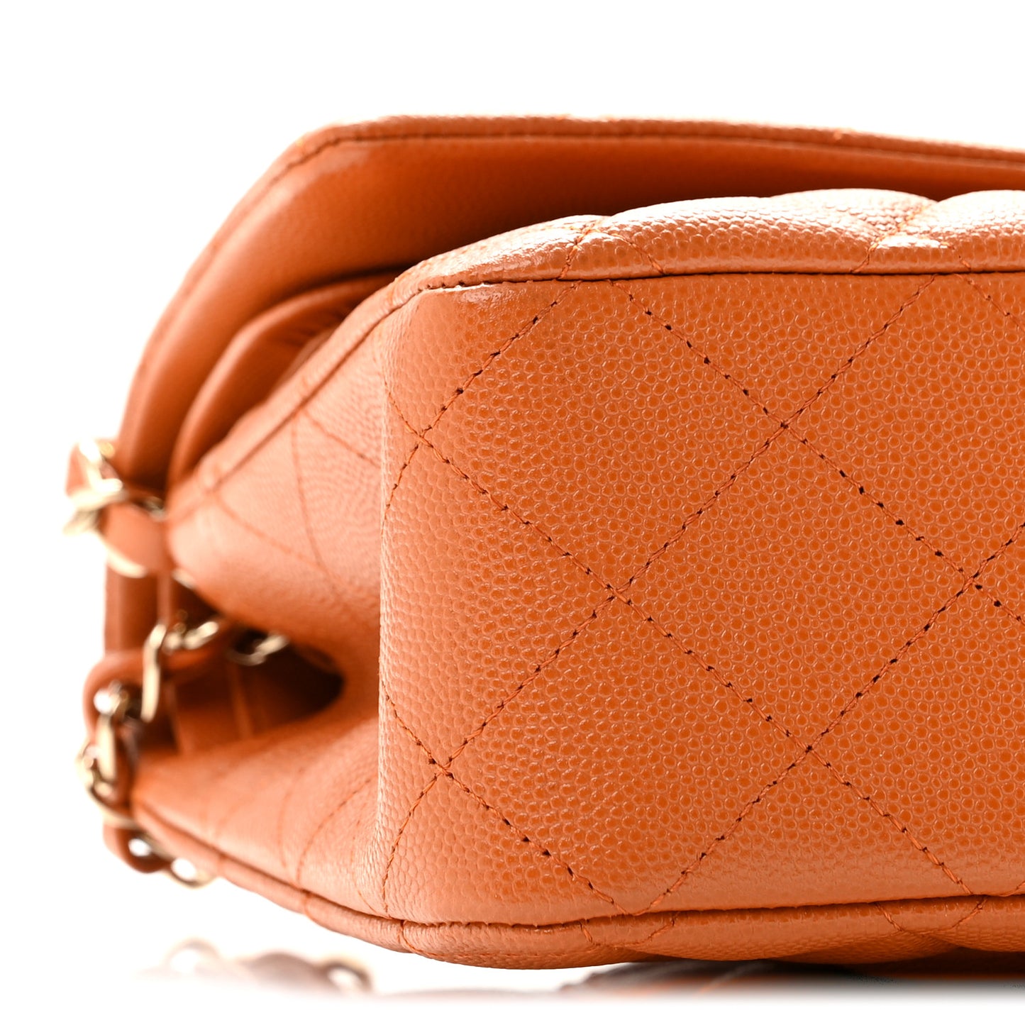 Caviar Quilted Medium Double Flap Light Brown