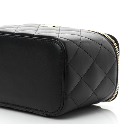 Chanel Lambskin Quilted Small Top Handle Vanity Case With Chain Black 10 of 12