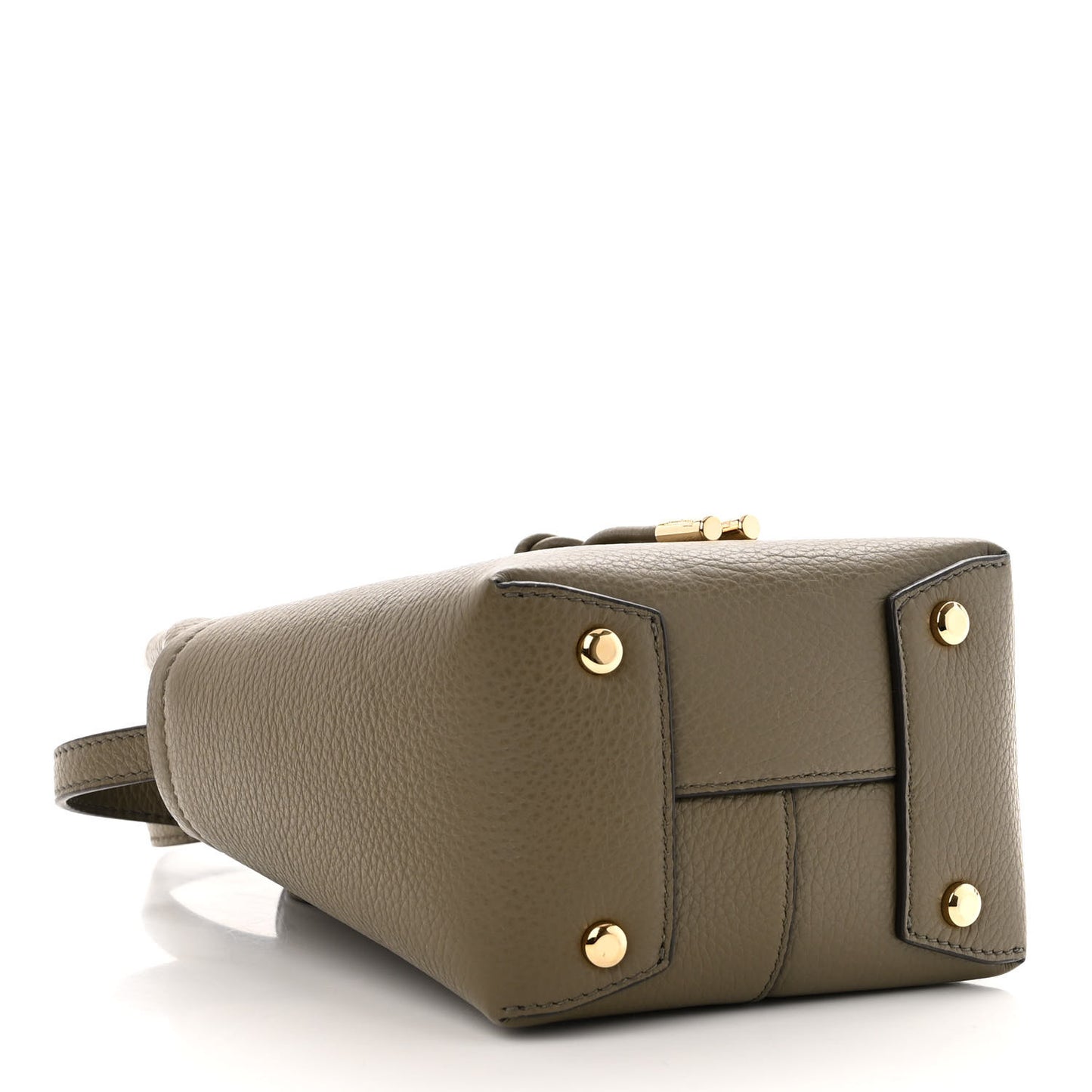 Grained Calfskin Mini Gancino Bucket Bag Green