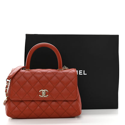 Chanel Caviar Quilted Mini Coco Handle Flap Dark Orange 11 of 11