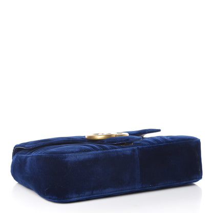 Gucci Velvet Matelasse Medium GG Marmont Shoulder Bag Cobalt Blue 4 of 15