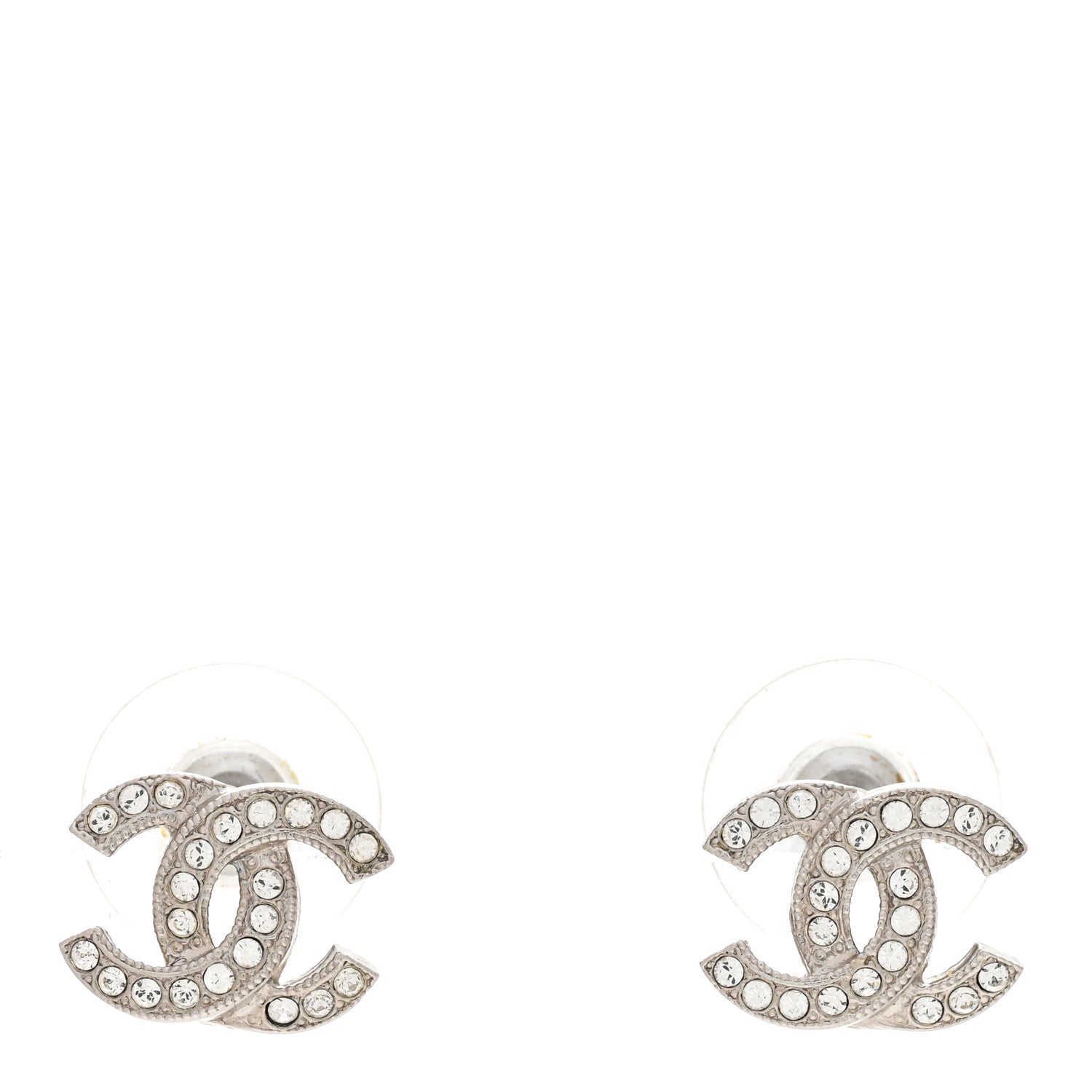 Chanel Crystal CC Earrings Silver 1 of 4