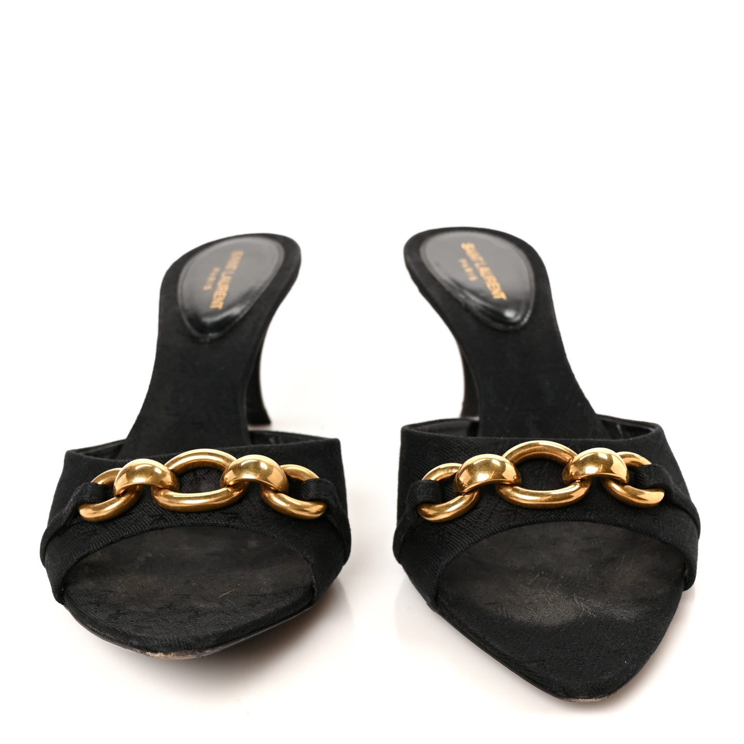 Jacquard All-Over Monogram Le Maillon 60mm Mules 38 Black