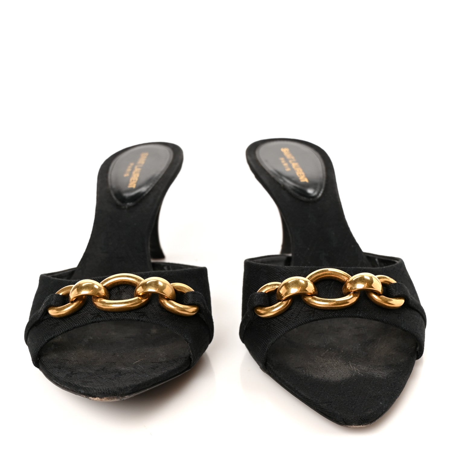 Saint Laurent Jacquard All-Over Monogram Le Maillon 60mm Mules 38 Black 3 of 9