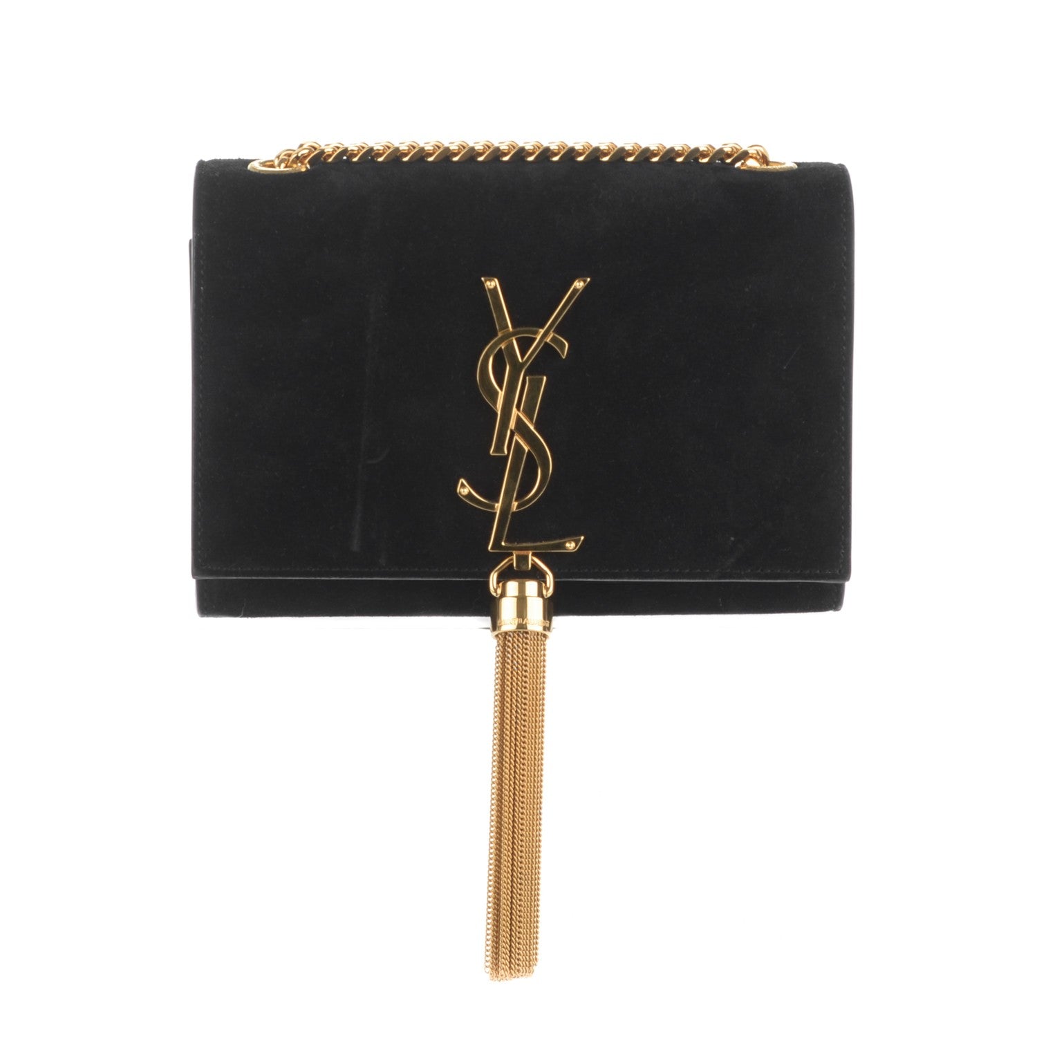 Saint Laurent Suede Small Classic Monogram Kate Tassel Satchel Black 1 of 6