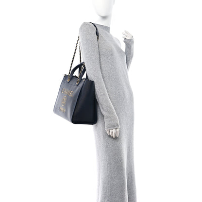 Chanel Caviar Small Studded Deauville Tote Navy 2 of 10