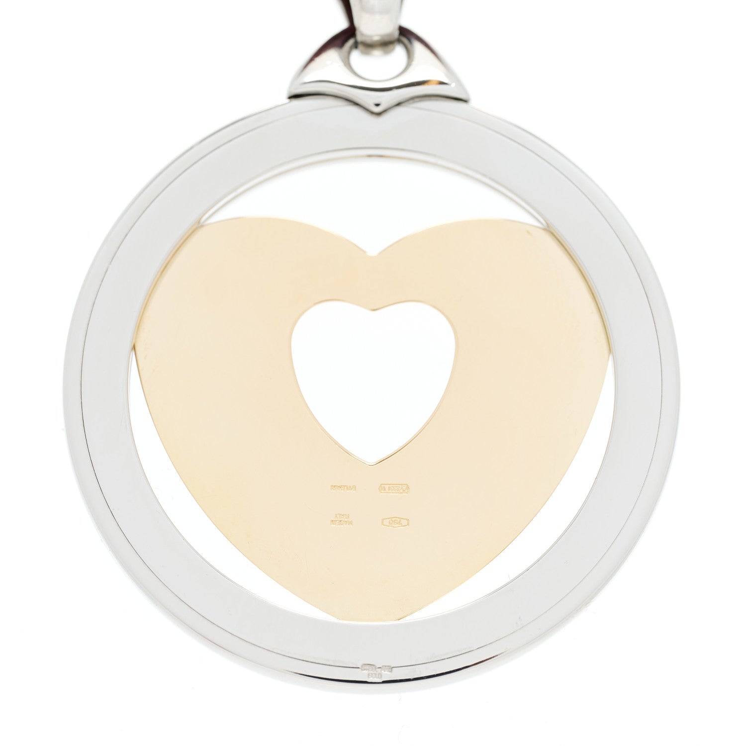 Bulgari Stainless Steel 18K Yellow Gold Calfskin Tondo Heart Pendant Necklace Brown 4 of 8